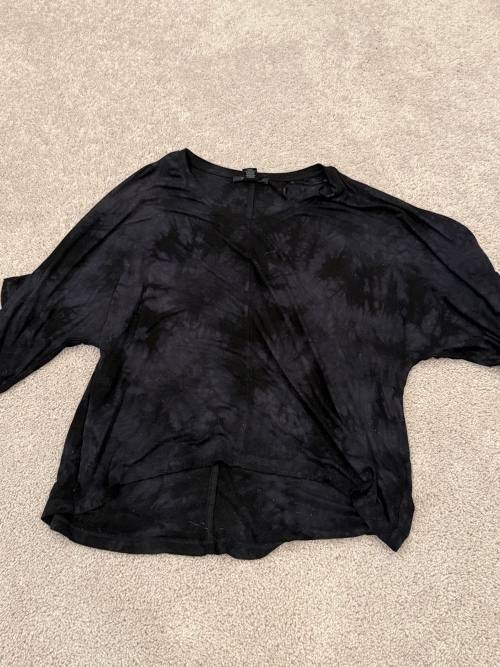 Women's Black Tie-Dye Lightweight Top